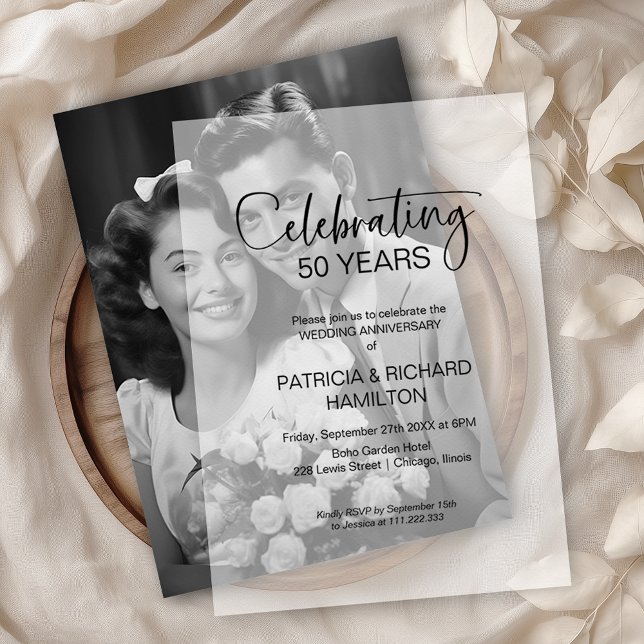 En Vélin Invitations du 50e anniversaire du Mariage chic (Créateur téléchargé)