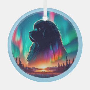 En Verre Aurora Terre-Neuve Chien Ornement