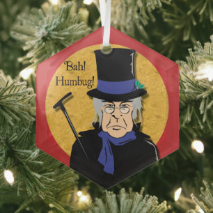En Verre Ebenezer Scrooge Bah ! Humbug ! Ornement métalliq