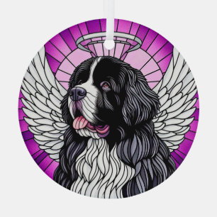 En Verre Landseer Terre-Neuve Dog Angel Circle Ornement