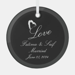 En Verre Lune Coeur Marié Ornement Mariage Cadeau