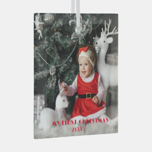 En Verre Mon premier Noël - Bébé mignon ornement photo