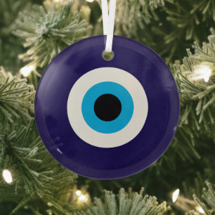 En Verre Oeil bleu vitre de Noël ornement