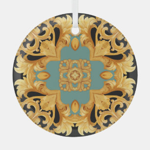 En Verre Ornement baroque doré éléments 3D