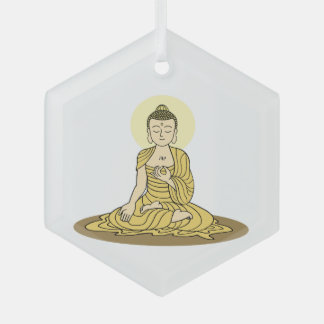 En Verre Ornement Bouddha Sérénité dorée