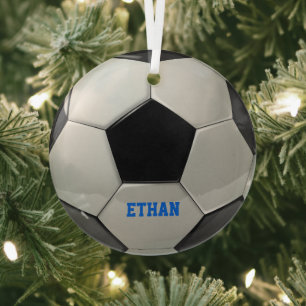 En Verre Ornement de balle de soccer personnalisé