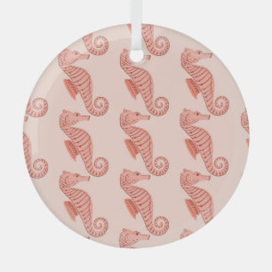 En Verre Ornement de seahorse doodle : arrière - plan rose.