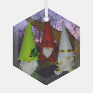 En Verre Ornement des Gnomes du bois du coucher du soleil