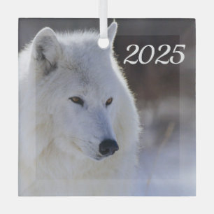 En Verre Ornement du loup arctique