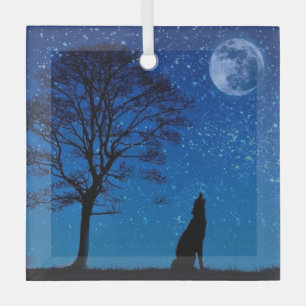 En Verre Ornement métallique de loup Howling