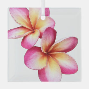 En Verre Ornement Plumeria rose