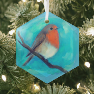 En Verre Robin rouge céramique ornement