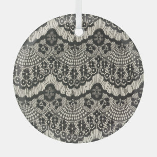 En Verre Tissu dentelle ornement sur blanc.