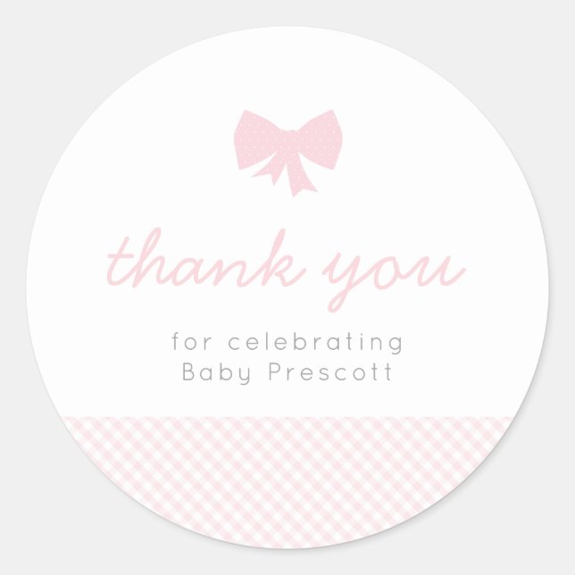 en vichy baby shower arc rose autocollant (Devant)