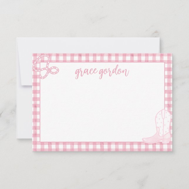 en vichy Boot Girls Rose Papier à lettres Carte de (Devant)