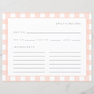 en vichy Recettes rose pâle Chèque Carte Recette m