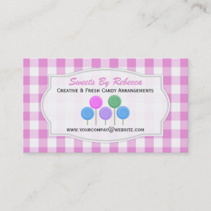En vichy Rose Et Blanc : Carte de visite de bonbon