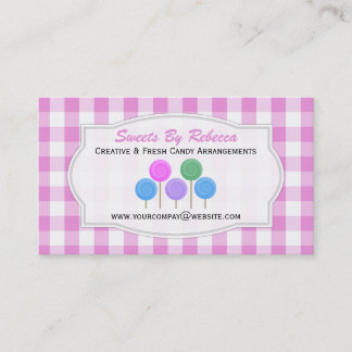 En vichy Rose Et Blanc : Carte de visite de bonbon