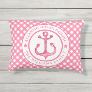 En vichy rose marine Coussin extérieur personnalis