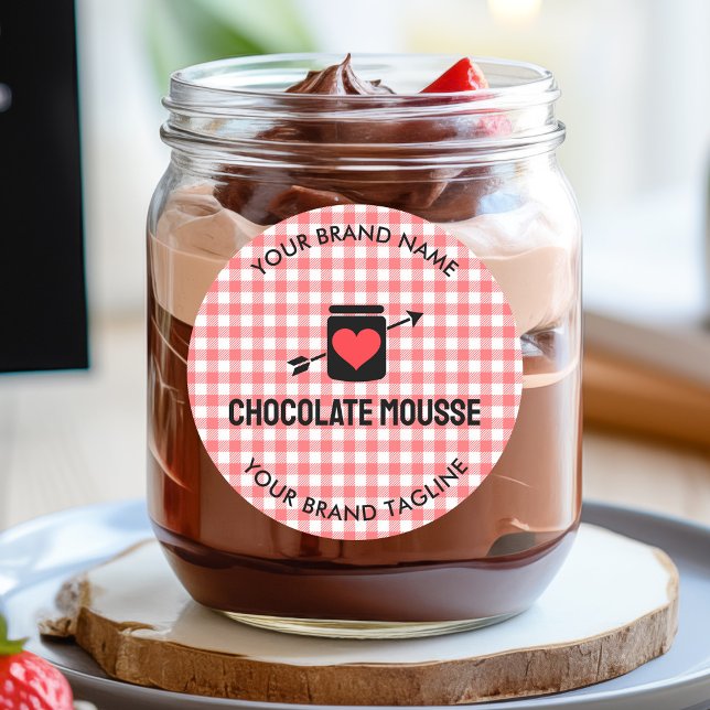 en vichy Vérifie Motif rose Étiquette Jar pour l'e (Gingham Checks Pink Pattern Jar Label for Business)