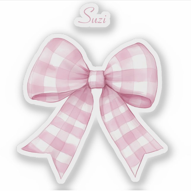 en vichy vérifier Bow rose avec le sticker Vinyl d (Devant)