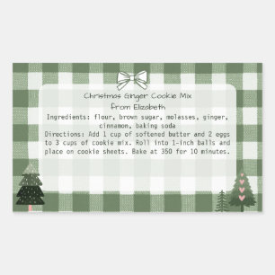 En vichy vert arbres Noël Cookie Mix Étiquette