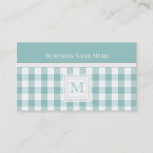 En vichy vert ombre : Carte de visite monogramme