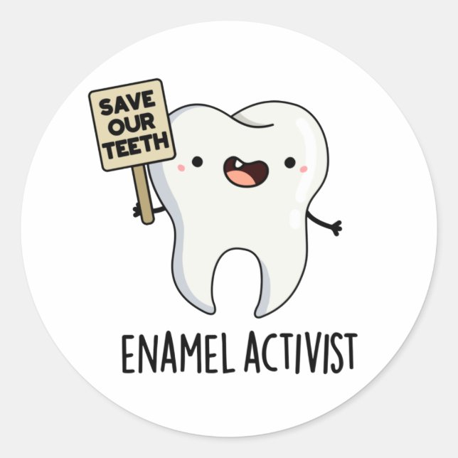 Enamel Activist Funny Dental Tooth Puff Runder Aufkleber (Vorderseite)