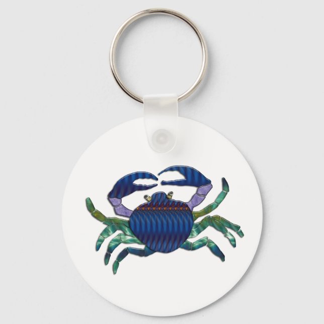 Enameled Blue Crab Schlüsselanhänger (Vorderseite)