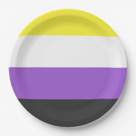 Enby-Flag (nicht binärer Stolz) Pappteller