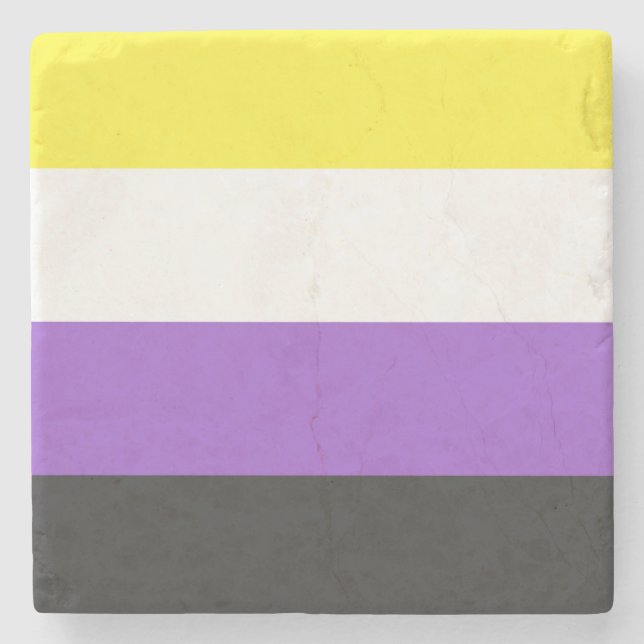 Enby-Flag (nicht binärer Stolz) Steinuntersetzer (Vorderseite)