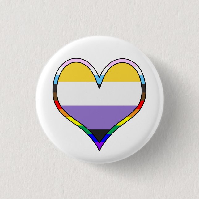 Enby Pride Heart Button (Vorderseite)