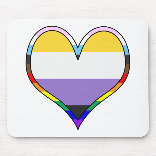 Enby Pride Heart Mousepad (Vorne)