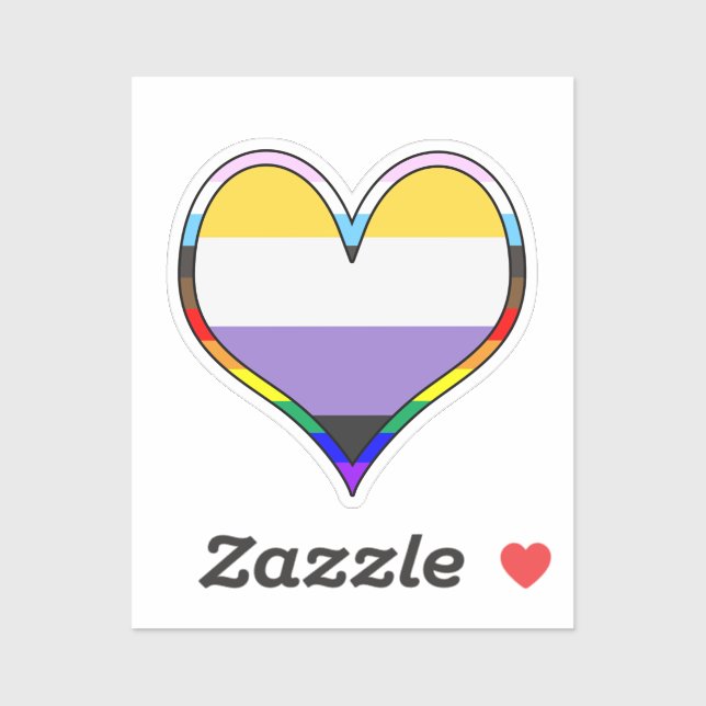 Enby Pride Heart Sticker (Blatt)