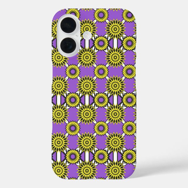 Enby Stolz / lila Spiegelmuster Blume C iPhone 16 Hülle (Rückseite)