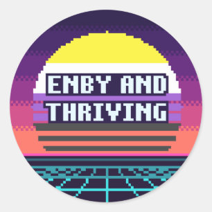 Enby Und Aufblühender Nichtbinärer Stolz Pixel Auf Runder Aufkleber