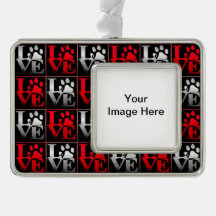 Ornement Motif Red & Silver Love Paws