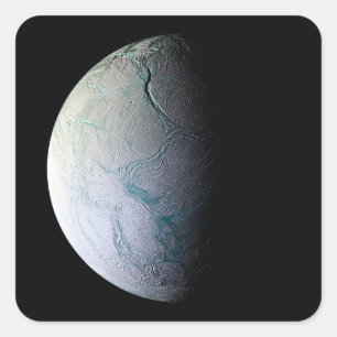 Enceladus moon Saturn Astronomie Universum Telesko Quadratischer Aufkleber