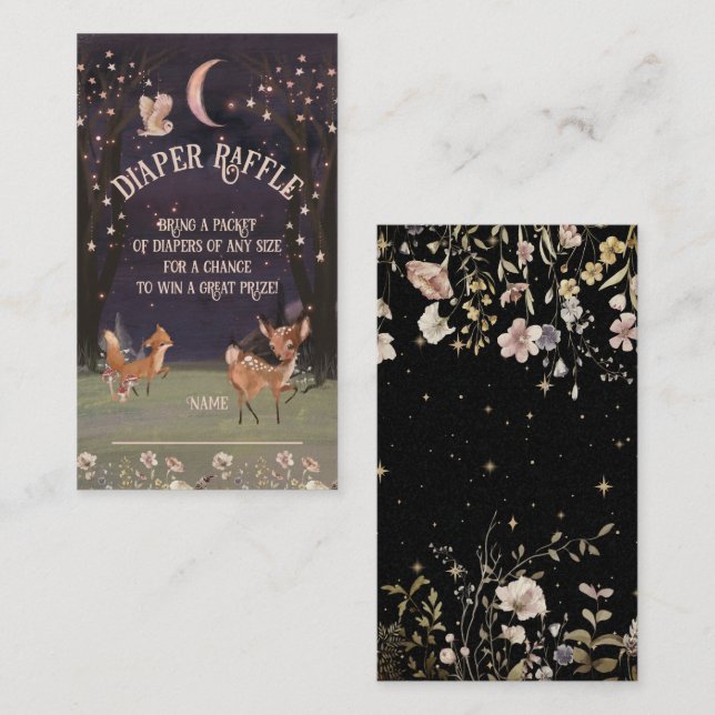 Enchangerée Woodland Moonlight Baby Diaper Visitenkarte (Vorne/Hinten)