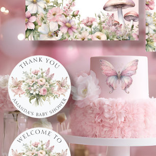 Enchangerie Fairy Floral Danke Baby Girl Dusche Runder Aufkleber