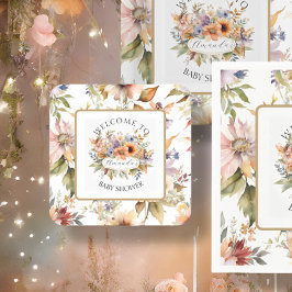 Enchangerie Fall Fairy Floral Baby Girl Dusche Rechteckiger Pappuntersetzer