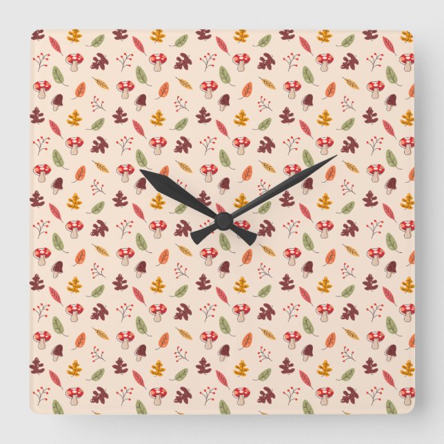 Enchanted Autumn Forest Quadratische Wanduhr (Vorderseite)