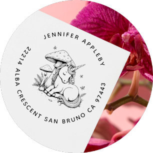 Enchanted Baby Unicorn Toadstool Butterfly Adresse Permastempel