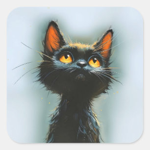 Enchanted Black Cat Quadratischer Aufkleber