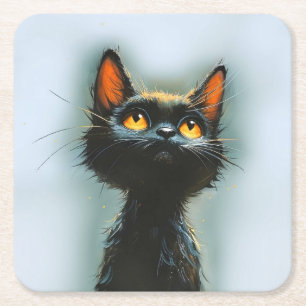 Enchanted Black Cat Rechteckiger Pappuntersetzer