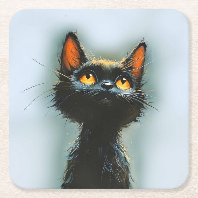 Enchanted Black Cat Rechteckiger Pappuntersetzer (Vorderseite)