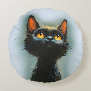 Enchanted Black Cat Rundes Kissen