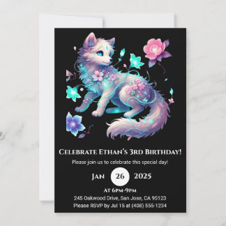 Enchanted Bloom Wolf Birthday Einladung