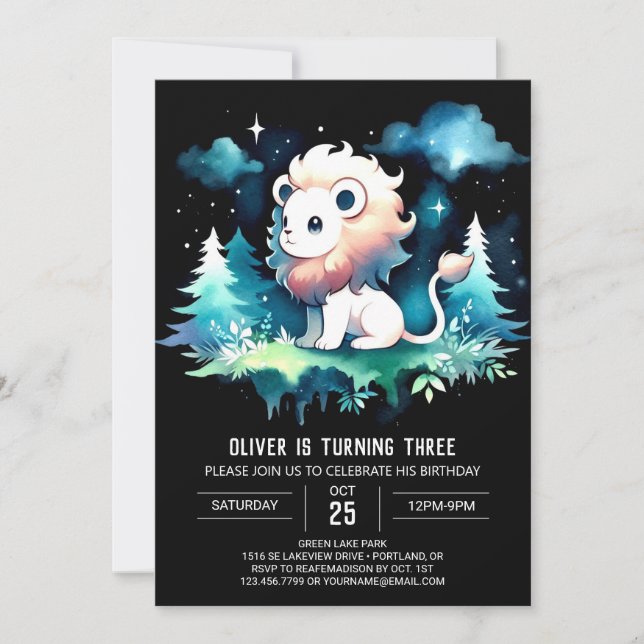 Enchanted Boho Lion Birthday Einladung (Vorderseite)