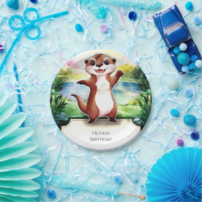 Enchanted Boho Otter Birthday Pappteller (Party)